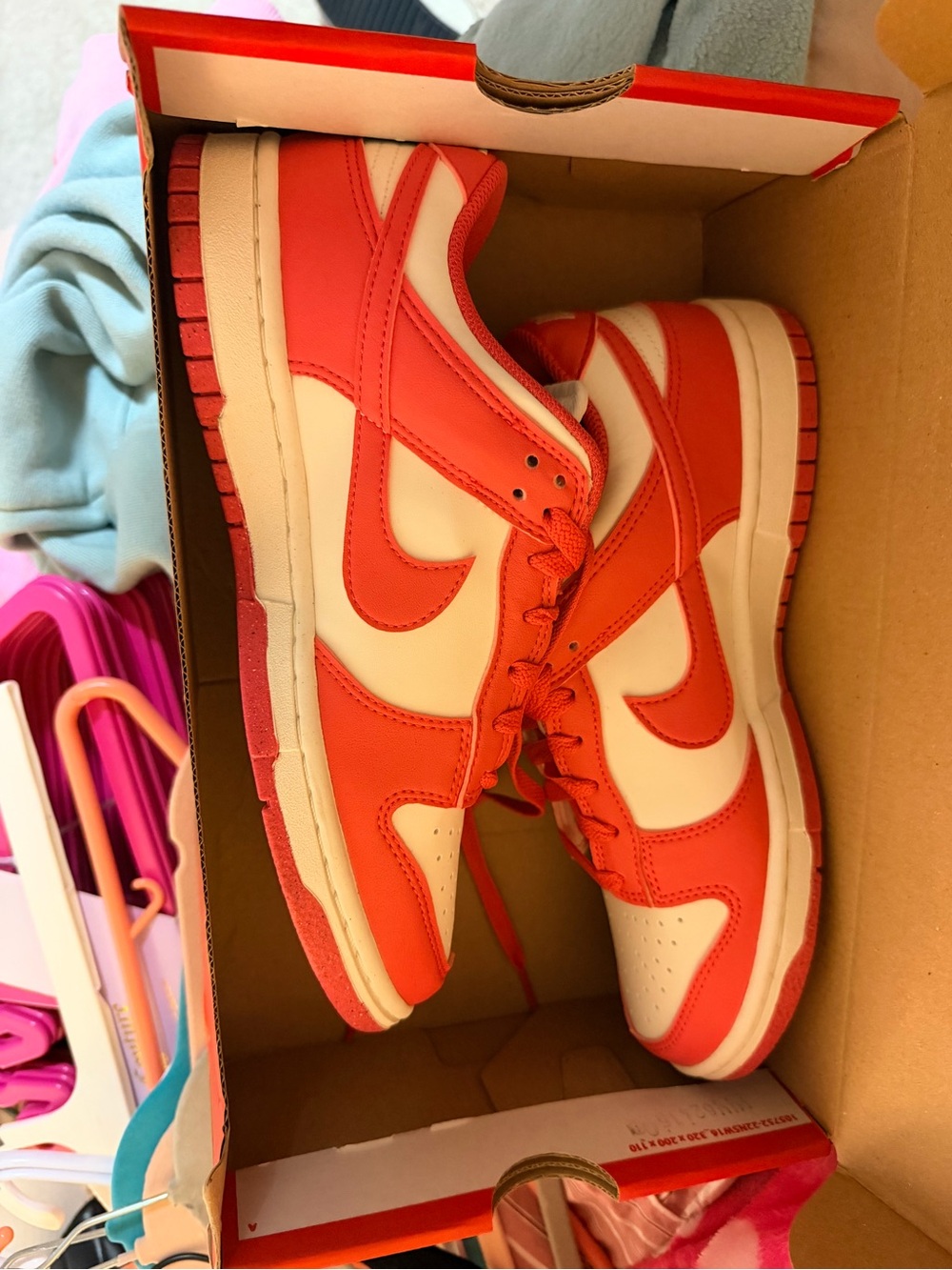 Nike Women's pink and White dunk low Athletic Sneakers